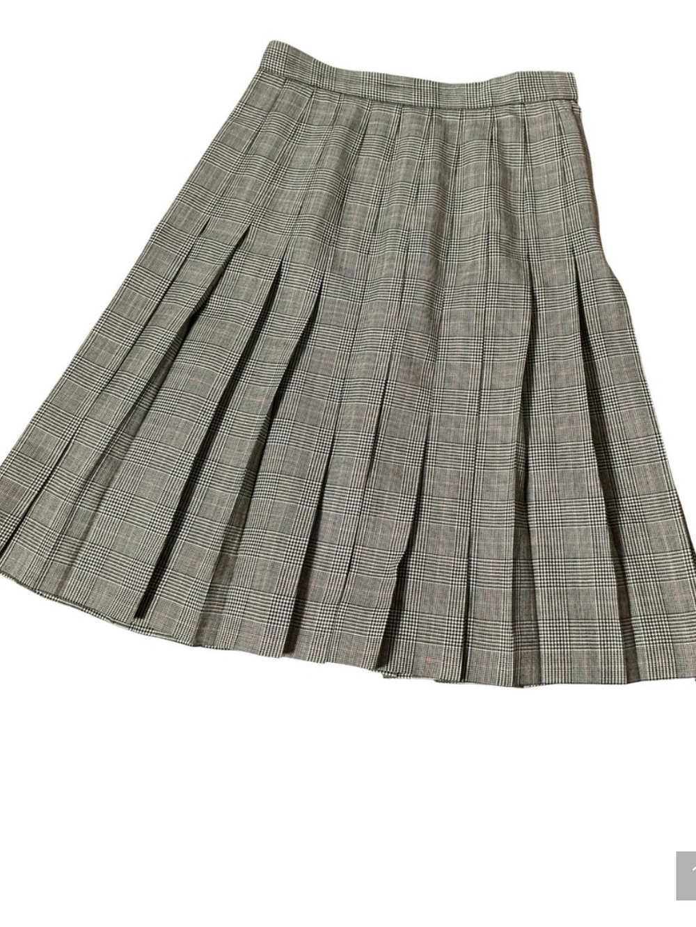 David Brooks Vtg Dark Academia Pure Wool Pleated Midi Skirt Grey Glen Plaid Sz 8